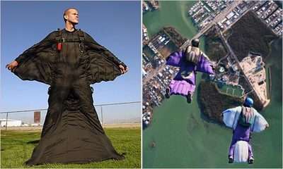 wingsuit denen kostüm ve florida semalarında bir uçuş