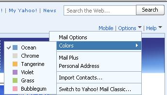 Yahoo! Mail Beta Renk Seçimi
