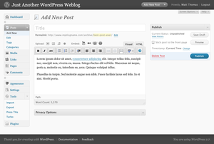 yenilenen wordpress yönetim panelinde yazı girişi