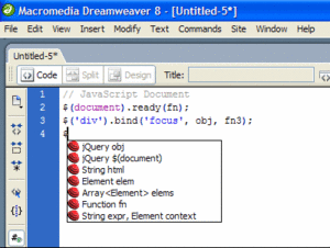 Dreamweaver için Jquery API