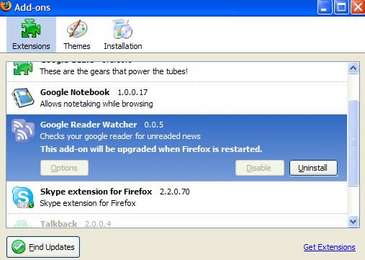 Google Reader Watcher Firefox Eklentisi