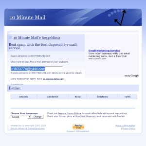 10minutemail.com screenshot