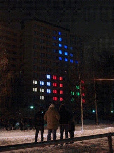 yurt ışıkları ile dev tetris oyunu