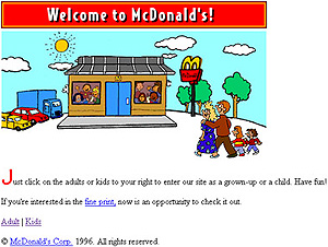 Mc Donald's ın 1996 yılındaki web sitesi
