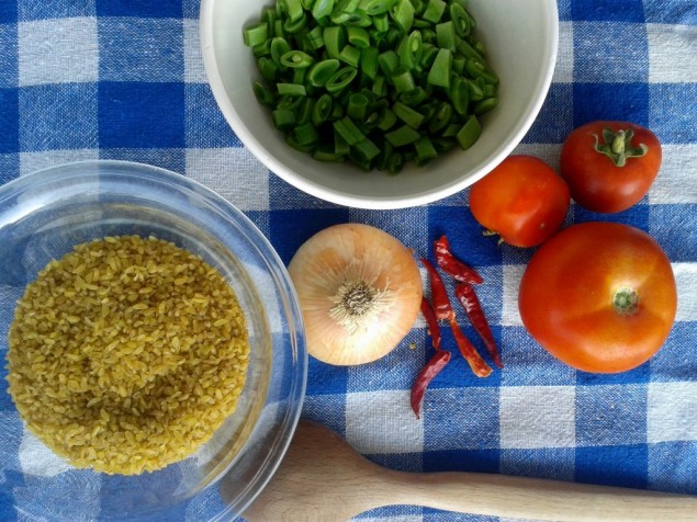 Taze fasulyeli bulgur pilavı